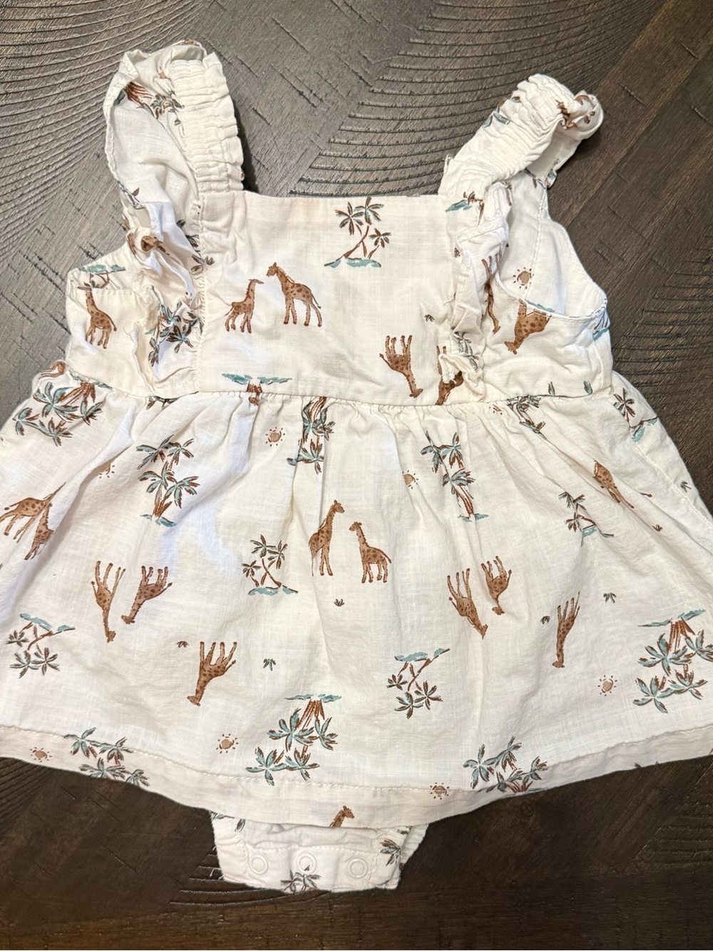 Carter's White Giraffe Print Ruffle Strap Romper